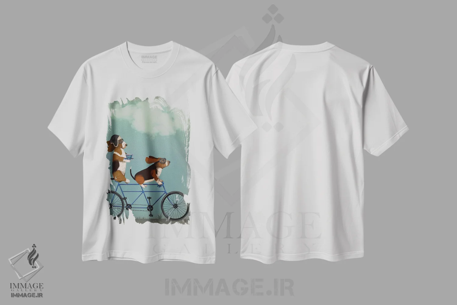 تیشرت سفید طرح دار بست هاوند دوچرخه دونفره، هنر دیجیتال اثر فب فانکی | immage.ir