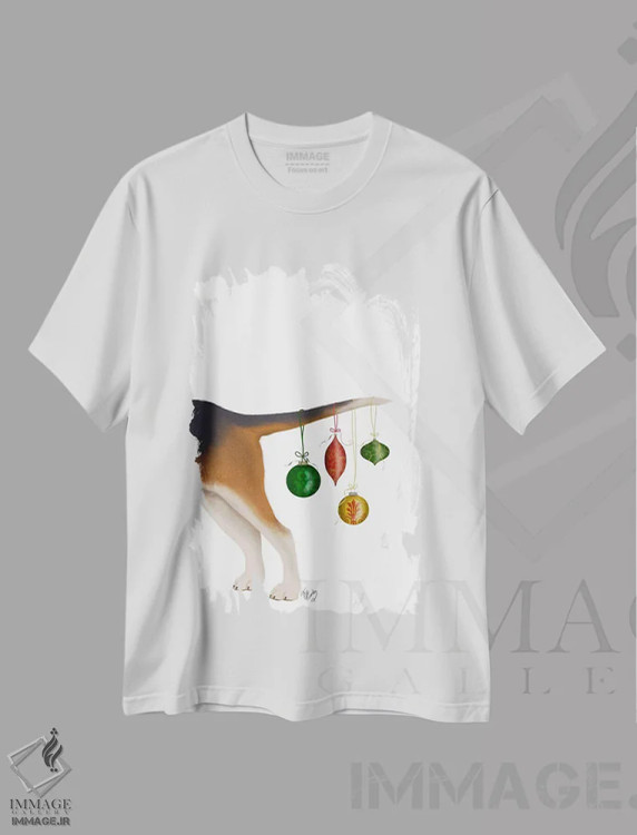 تیشرت سفید طرح دار دلسردی، حیوانات کریسمسی اثر فب فانکی | فروشگاه ایماژ