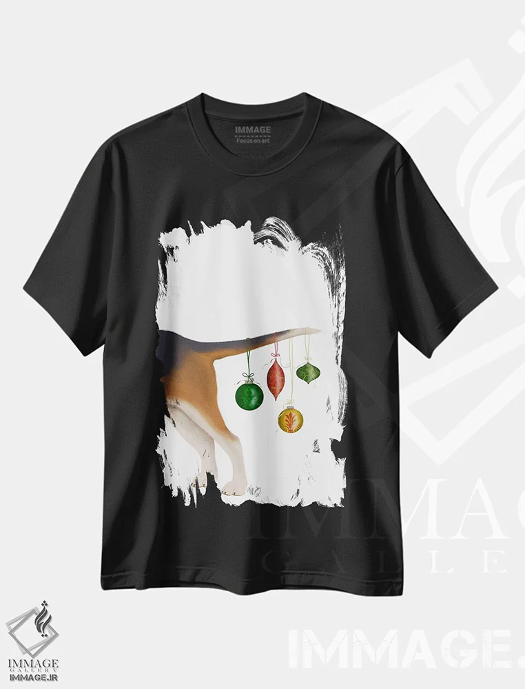 تیشرت مشکی طرح دار دلسردی، حیوانات کریسمسی اثر فب فانکی | immage.ir