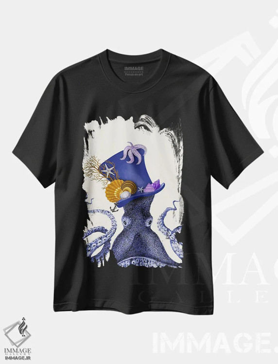 تیشرت مشکی طرح دار اختاپوس با کلاه ملوانی، تزئینی اثر فب فانکی | immage.ir