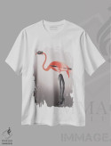 تیشرت سفید طرح دار فلامینگو با چکمه های خاص، هنر دیجیتال اثر فب فانکی | immage.ir