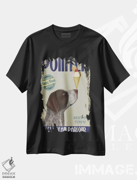 تیشرت مشکی طرح دار ژرمن شورت ایرد پوینتر و بستنی، هنر دیجیتال اثر فب فانکی | فروشگاه ایماژ
