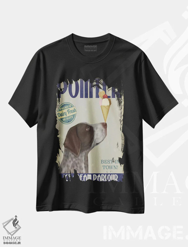 تیشرت مشکی طرح دار ژرمن شورت ایرد پوینتر و بستنی، هنر دیجیتال اثر فب فانکی | فروشگاه ایماژ