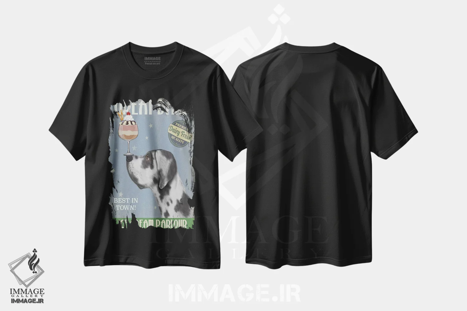 تیشرت مشکی طرح دار گریت دین هارلکوین و بستنی، هنر دیجیتال اثر فب فانکی | immage.ir