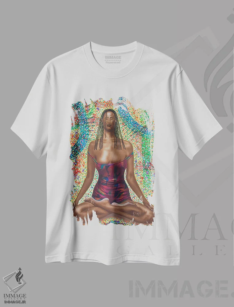 تیشرت سفید طرح دار نیلوفر آبی، هنر آمریکایی آفریقایی تبار اثر فرد اودل | immage.ir