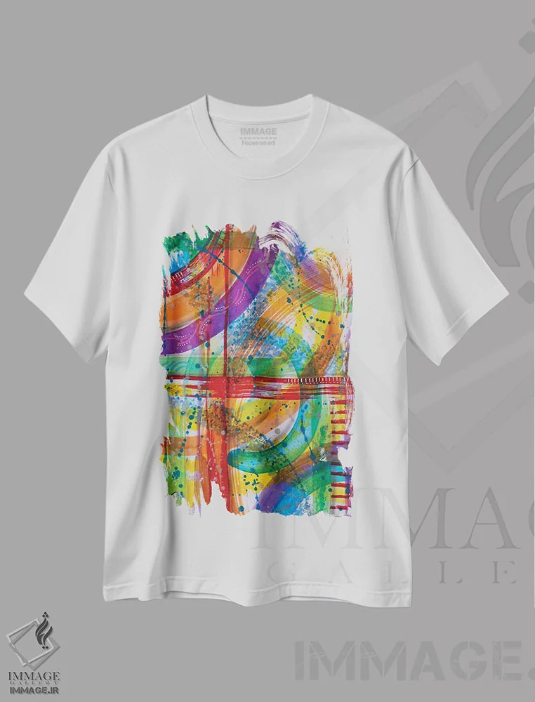 تیشرت سفید طرح دار ترکیب اثر فرد اودل | فروشگاه ایماژ