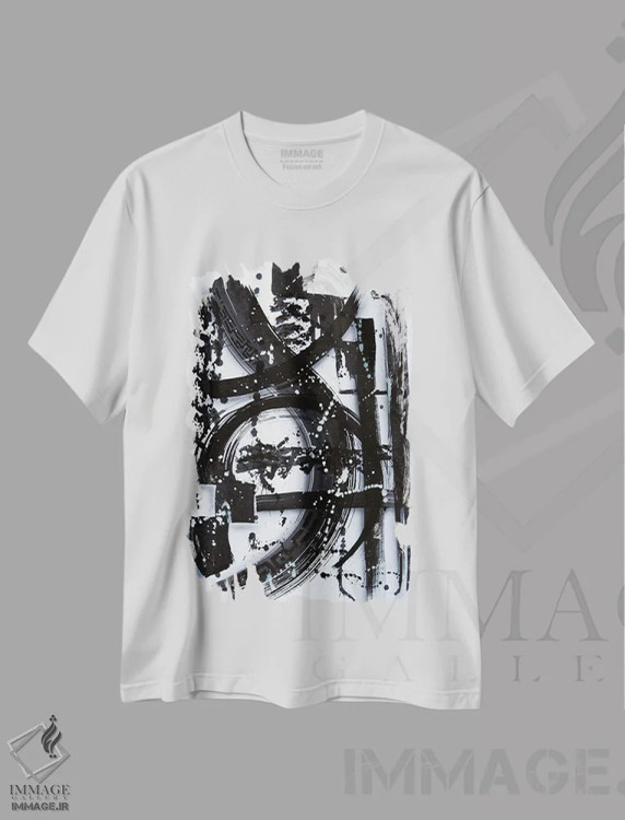 تیشرت سفید طرح دار بافته شده اثر فرد اودل | immage.ir