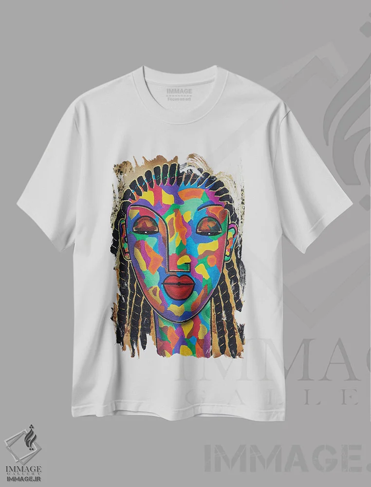 تیشرت سفید طرح دار دختر مجرد ۲، دکور آفریقایی اثر فرد اودل | immage.ir