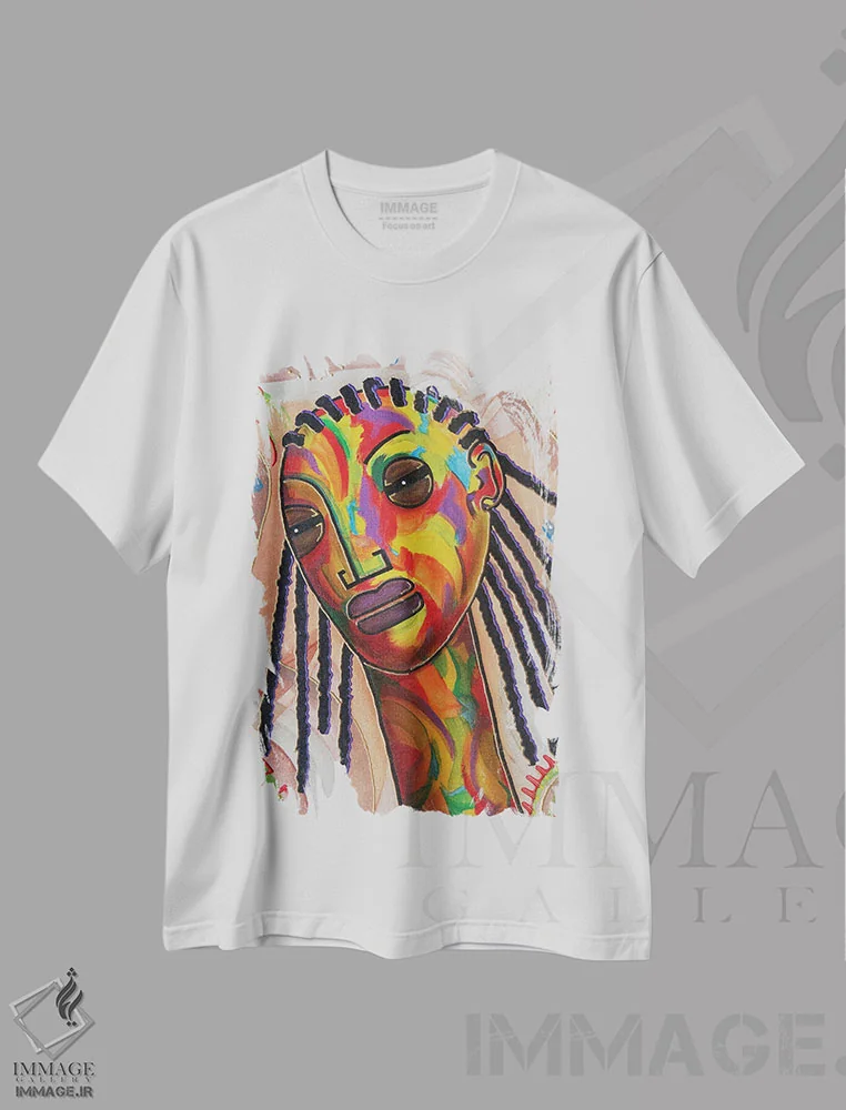 تیشرت سفید طرح دار مرد قبیله ای، دکور آفریقایی اثر فرد اودل | فروشگاه ایماژ