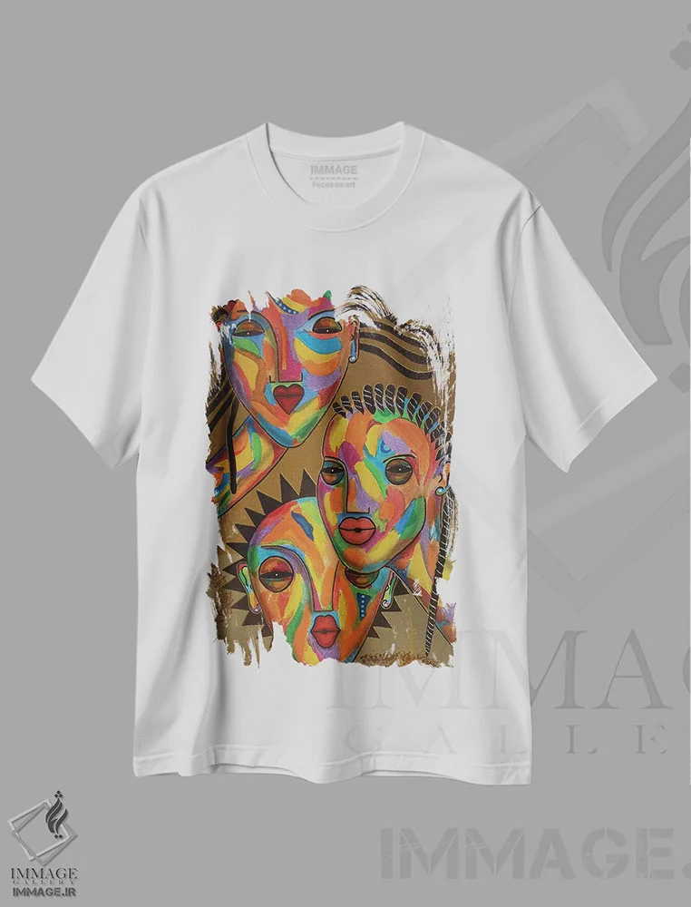 تیشرت سفید طرح دار سه خواهر، دکور آفریقایی اثر فرد اودل | فروشگاه ایماژ
