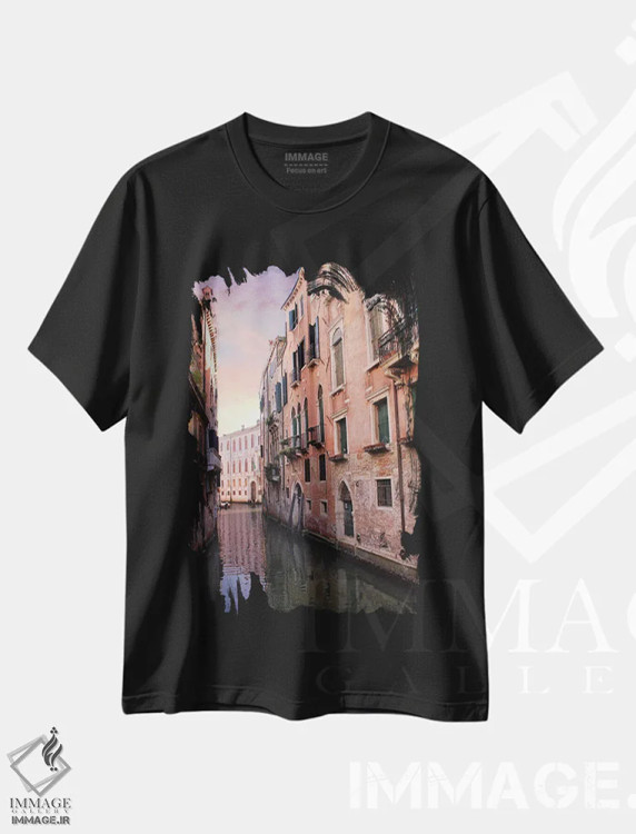 تیشرت مشکی طرح دار کانال ونیز، مدیوم اثر فلوریان اولبرشتس | فروشگاه ایماژ