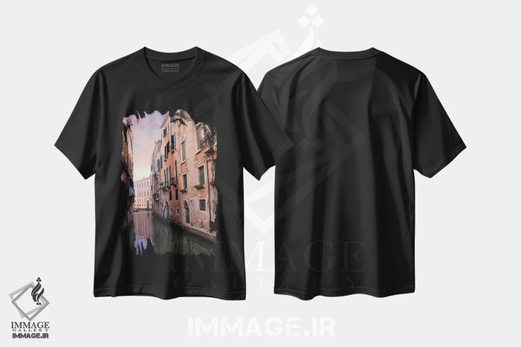 تیشرت مشکی طرح دار کانال ونیز، مدیوم اثر فلوریان اولبرشتس | فروشگاه ایماژ