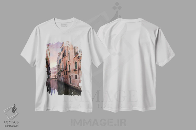 تیشرت سفید طرح دار کانال ونیز، مدیوم اثر فلوریان اولبرشتس | immage.ir