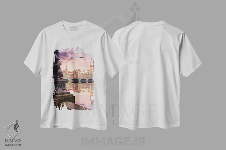 تیشرت سفید طرح دار زمانی که لندن سخن می گوید، مدیوم اثر فلوریان اولبرشتس | فروشگاه ایماژ