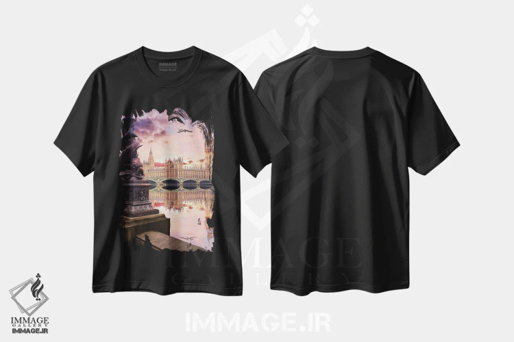 تیشرت مشکی طرح دار زمانی که لندن سخن می گوید، مدیوم اثر فلوریان اولبرشتس | immage.ir