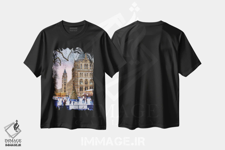 تیشرت مشکی طرح دار زمستان در لندن، دکور تعطیلات اثر فلوریان اولبرشتس | immage.ir