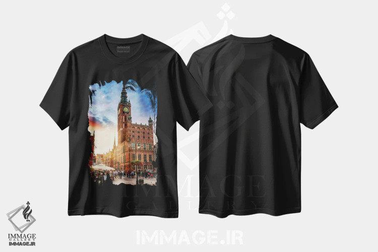 تیشرت مشکی طرح دار گدانسک، لهستان، هنر فاخر معاصر اثر فلوریان اولبرشتس | immage.ir