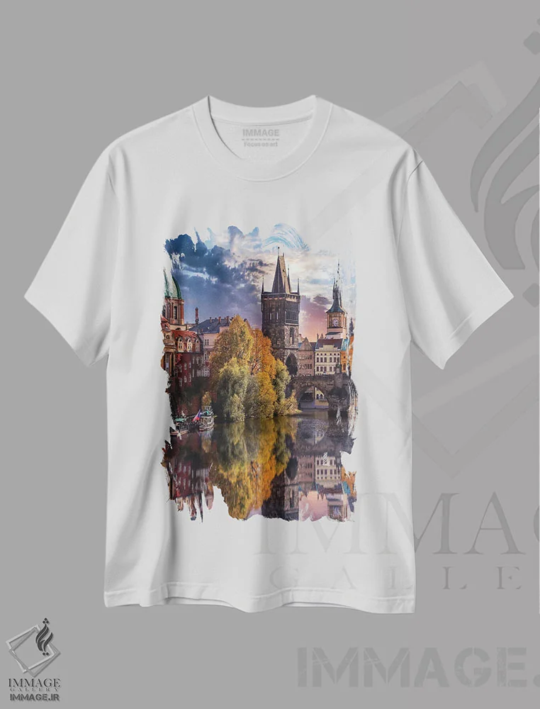 تیشرت سفید طرح دار پراگ، هنر فاخر معاصر اثر فلوریان اولبرشتس | immage.ir
