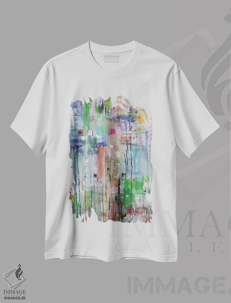 تیشرت سفید طرح دار بین دو نقطه اثر جیسون فورسیه | فروشگاه ایماژ