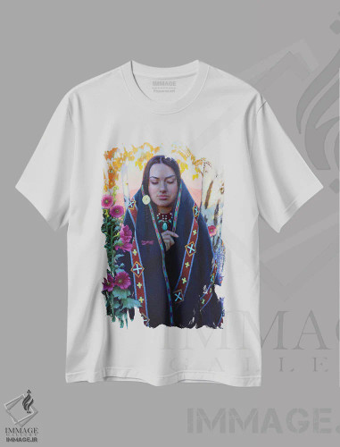 تیشرت سفید طرح دار به سوی گرگ ومیش، هنر فاخر معاصر اثر فرانک اورداز | فروشگاه ایماژ