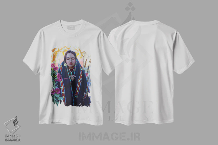 تیشرت سفید طرح دار به سوی گرگ ومیش، هنر فاخر معاصر اثر فرانک اورداز | فروشگاه ایماژ