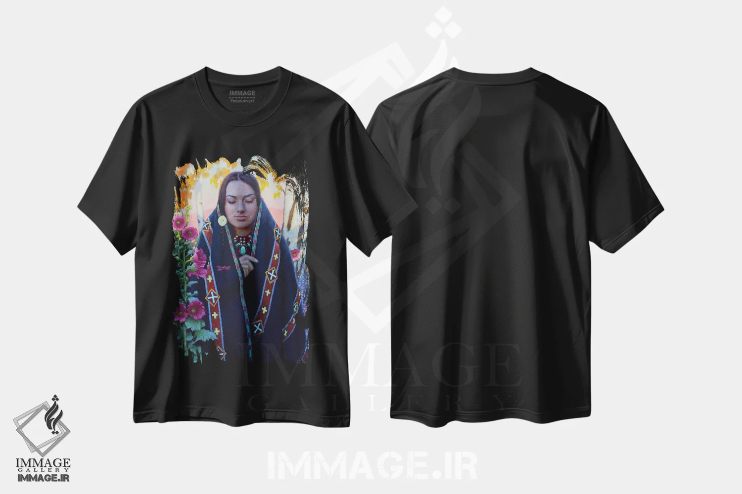 تیشرت مشکی طرح دار به سوی گرگ ومیش، هنر فاخر معاصر اثر فرانک اورداز | immage.ir