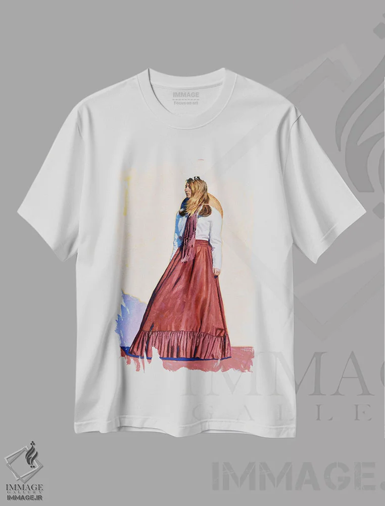 تیشرت سفید طرح دار رز دشتی، هنر فاخر معاصر اثر فرانک اورداز | فروشگاه ایماژ