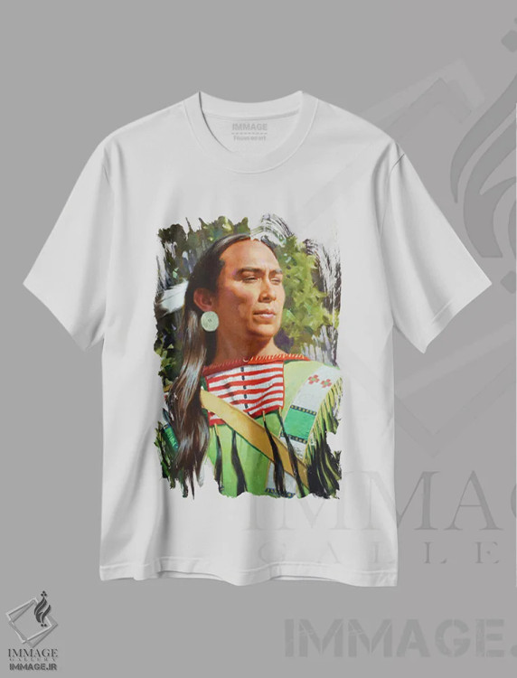 تیشرت سفید طرح دار تیرانداز چایِن، هنر فاخر معاصر اثر فرانک اورداز | فروشگاه ایماژ