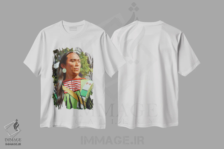 تیشرت سفید طرح دار تیرانداز چایِن، هنر فاخر معاصر اثر فرانک اورداز | فروشگاه ایماژ