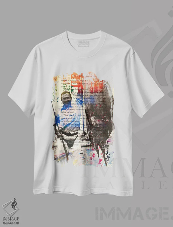تیشرت سفید طرح دار ارنست همینگوی ۱، هنر دیجیتال اثر فیلیپو ایمبریگی | فروشگاه ایماژ