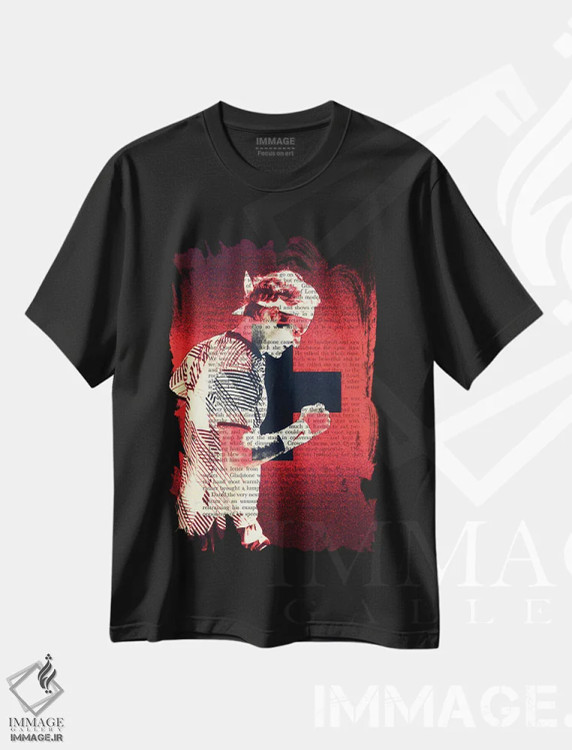 تیشرت مشکی طرح دار راجر فدرر، هنر دیجیتال اثر فیلیپو ایمبریگی | فروشگاه ایماژ