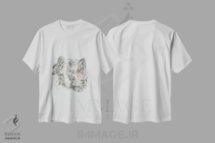 تیشرت سفید طرح دار خرس غران ۲ اثر فانیتسا پترو | immage.ir