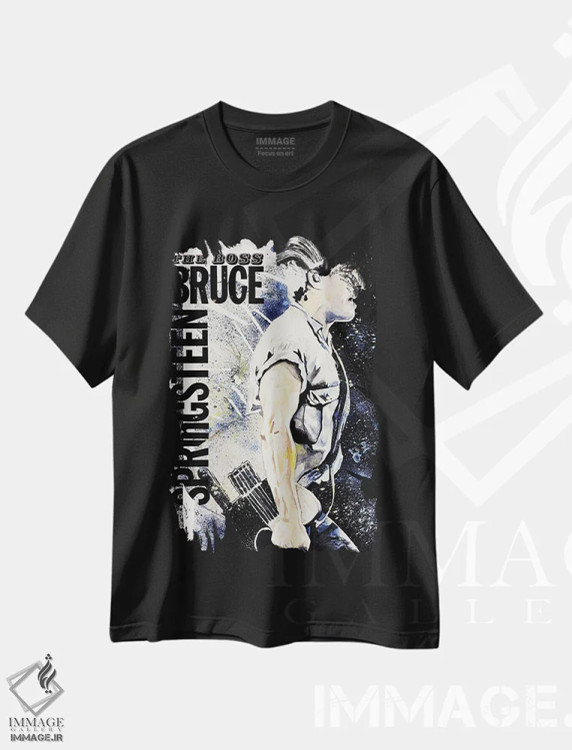 تیشرت مشکی طرح دار پرترهٔ بروس اسپرینگستین، مدیوم اثر فانیتسا پترو | فروشگاه ایماژ