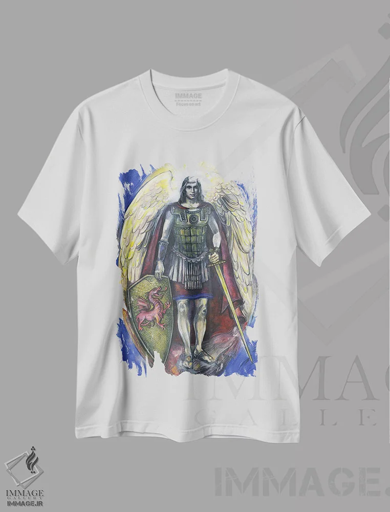 تیشرت سفید طرح دار هفت فرشتهٔ مقرب، مدیوم اثر فانیتسا پترو | فروشگاه ایماژ