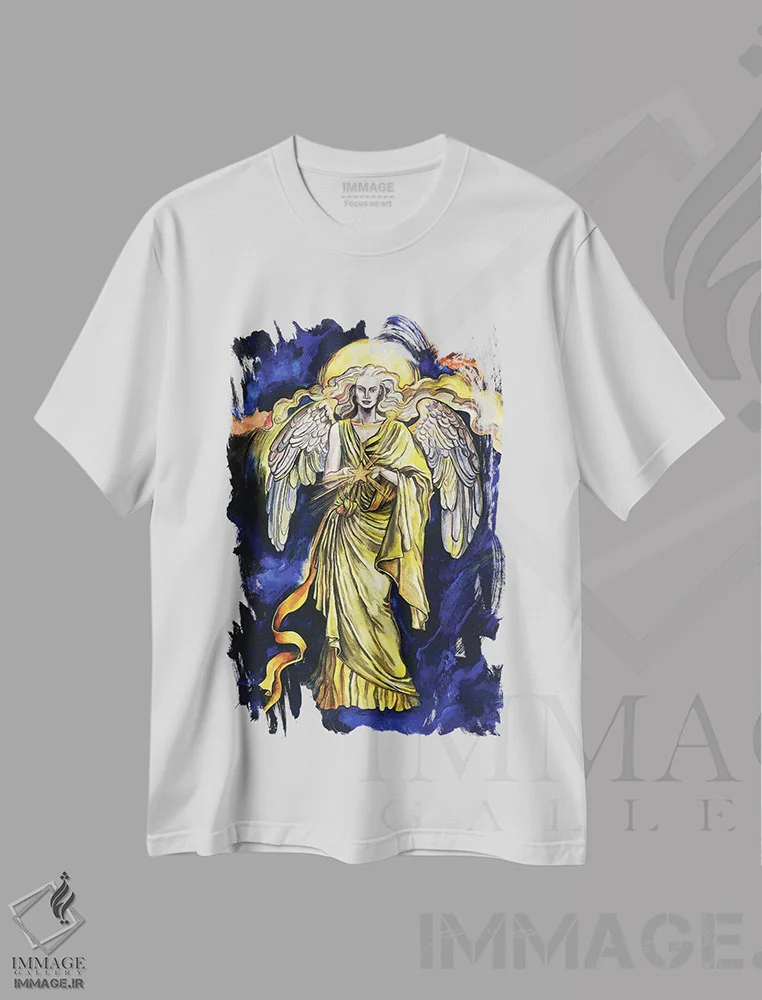 تیشرت سفید طرح دار هفت فرشتهٔ مقرب، مدیوم اثر فانیتسا پترو | فروشگاه ایماژ