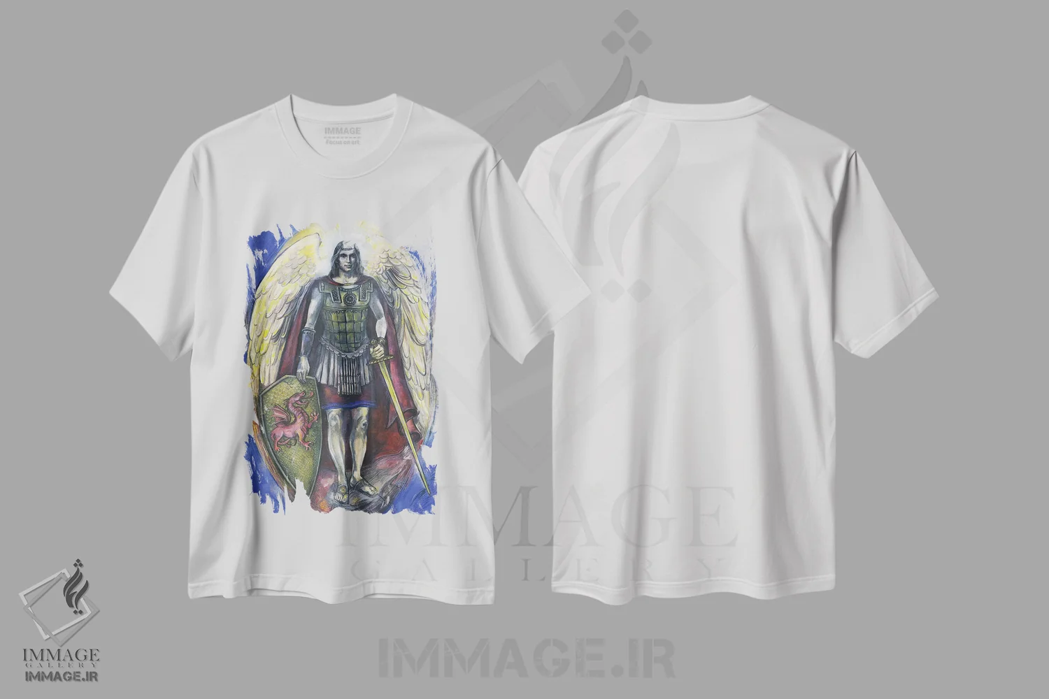 تیشرت سفید طرح دار هفت فرشتهٔ مقرب، مدیوم اثر فانیتسا پترو | فروشگاه ایماژ