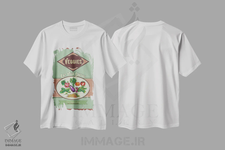 تیشرت سفید طرح دار سبزیجاتت را بخور، تزئینی اثر فانیتسا پترو | فروشگاه ایماژ