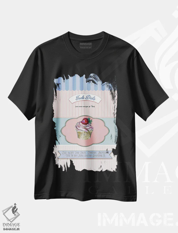 تیشرت مشکی طرح دار پوستر رترو آشپزخانه، تزئینی اثر فانیتسا پترو | فروشگاه ایماژ