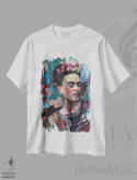 تیشرت سفید طرح دار فریدا، تزئینی اثر فانیتسا پترو | فروشگاه ایماژ