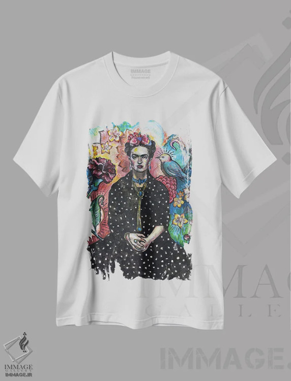 تیشرت سفید طرح دار فریدا، تزئینی اثر فانیتسا پترو | فروشگاه ایماژ