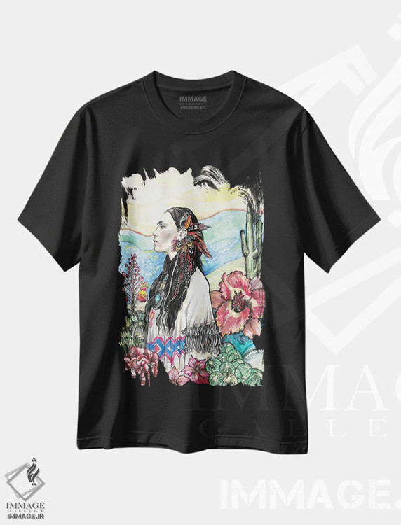 تیشرت مشکی طرح دار گل صحرایی، تزئینی اثر فانیتسا پترو | immage.ir