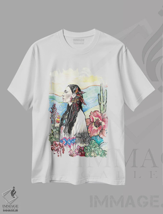 تیشرت سفید طرح دار گل صحرایی، تزئینی اثر فانیتسا پترو | فروشگاه ایماژ