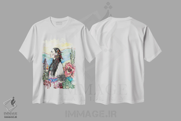 تیشرت سفید طرح دار گل صحرایی، تزئینی اثر فانیتسا پترو | فروشگاه ایماژ