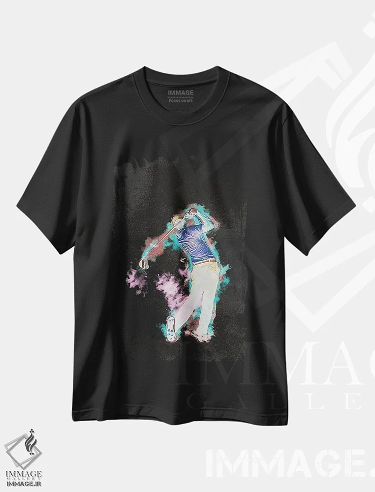 تیشرت مشکی طرح دار گلف، هنر دیجیتال اثر فانیتسا پترو | فروشگاه ایماژ