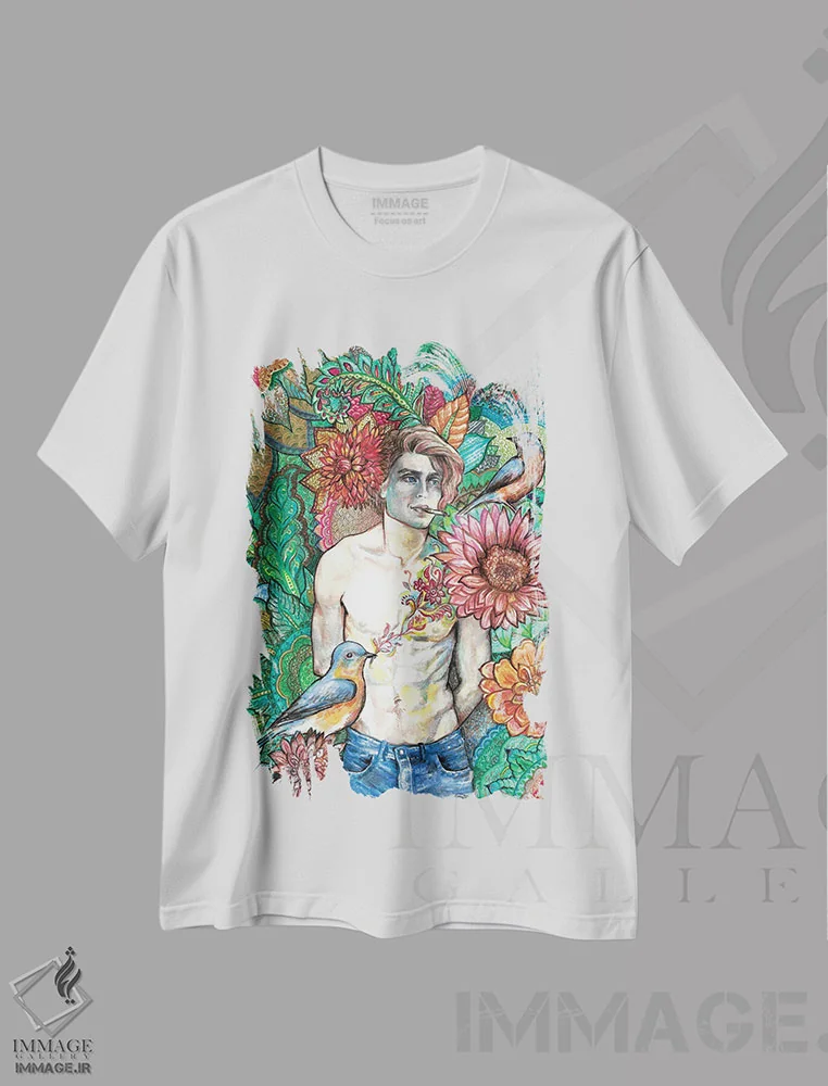 تیشرت سفید طرح دار تتو گل، مدیوم اثر فانیتسا پترو | immage.ir