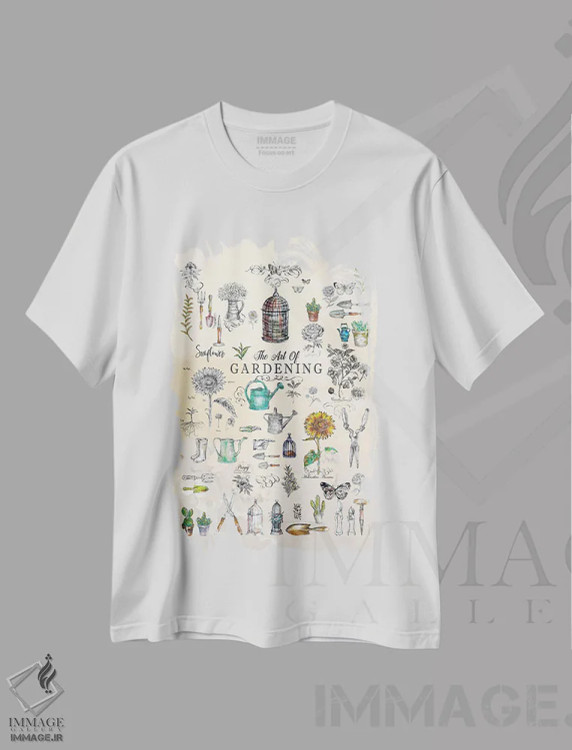 تیشرت سفید طرح دار هنر باغبانی، تزئینی اثر فانیتسا پترو | immage.ir