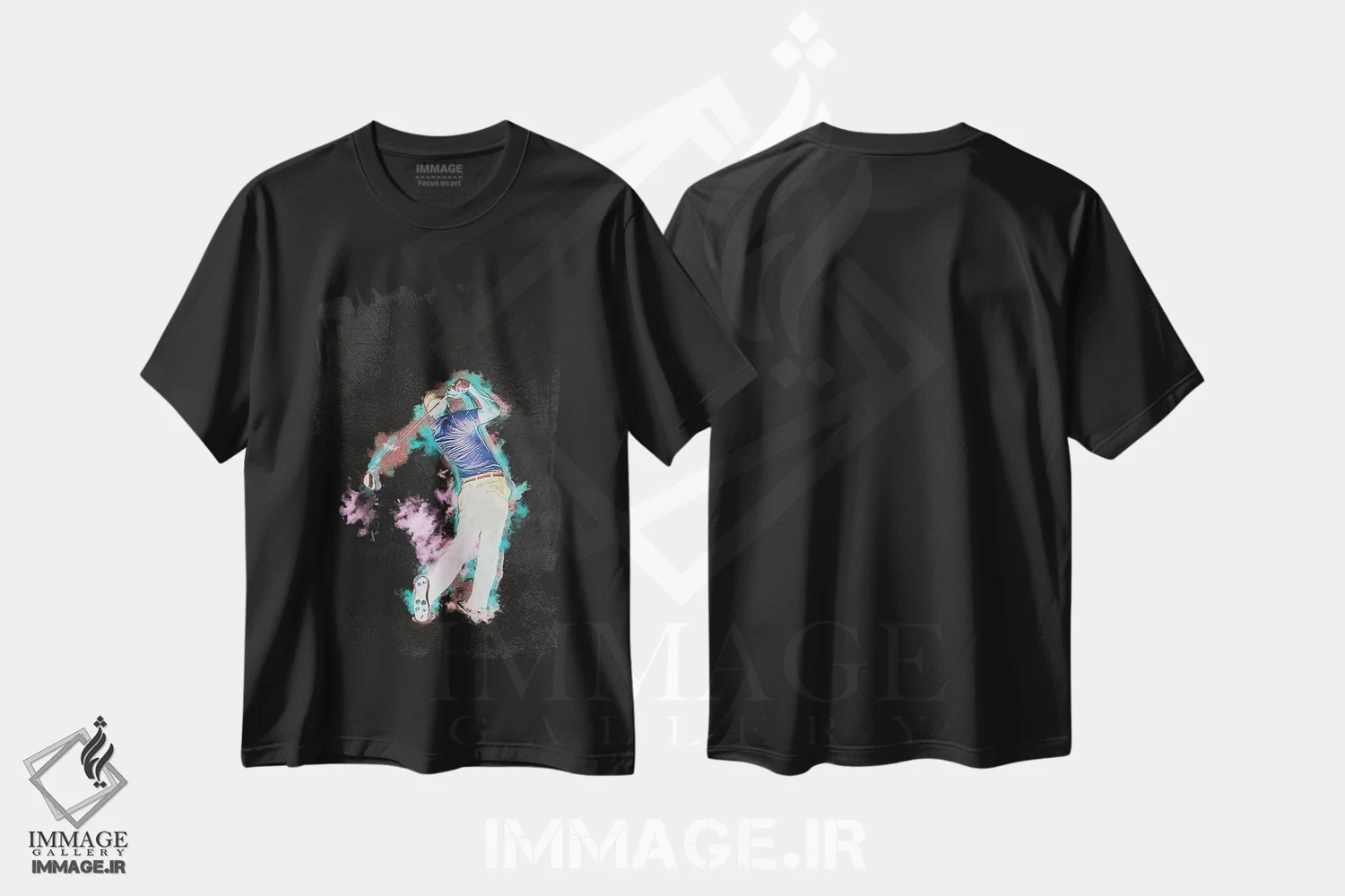 تیشرت مشکی طرح دار گلف، هنر دیجیتال اثر فانیتسا پترو | فروشگاه ایماژ