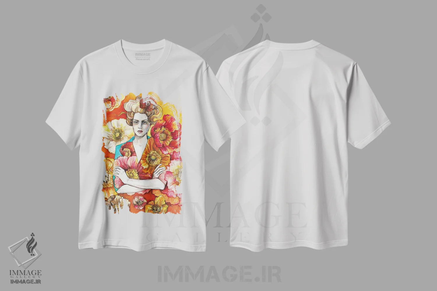 تیشرت سفید طرح دار شقایق دریایی، مدیوم اثر فانیتسا پترو | فروشگاه ایماژ