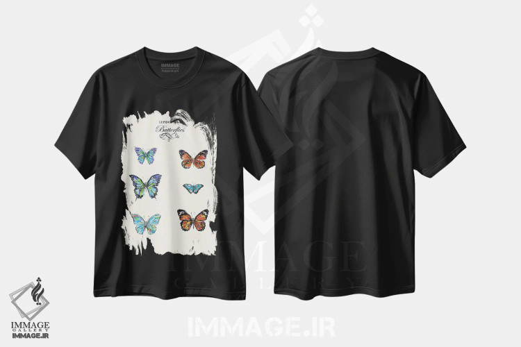تیشرت مشکی طرح دار پروانه ها، تزئینی اثر فانیتسا پترو | immage.ir