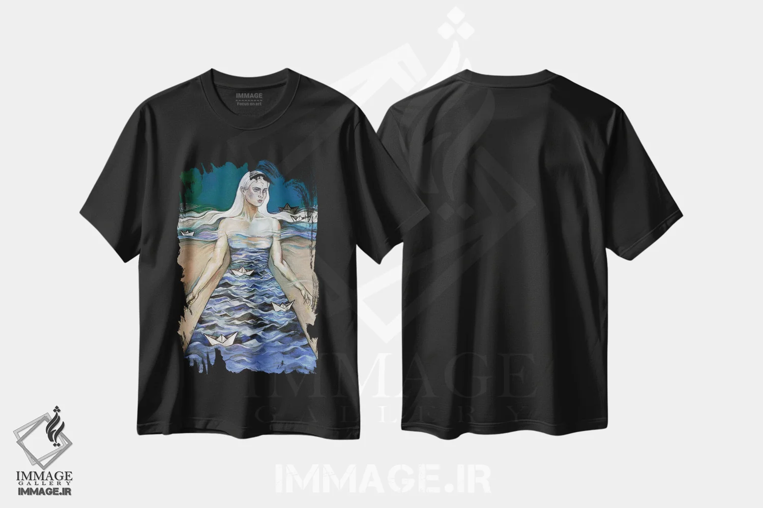 تیشرت مشکی طرح دار فراواقعی، هنر فاخر معاصر اثر فانیتسا پترو | فروشگاه ایماژ